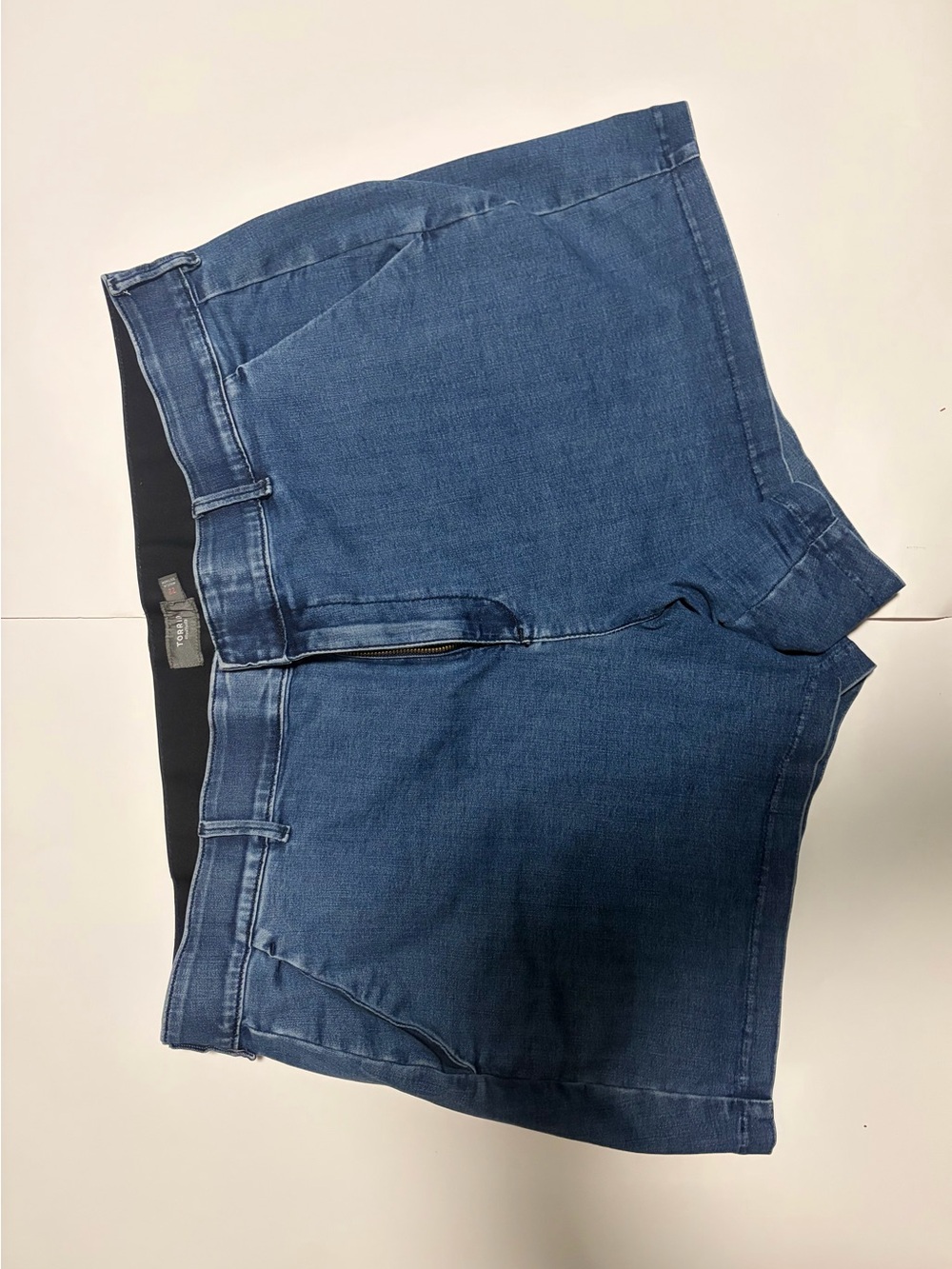 torrid Mid Wash Blue Denim Shorts with Front Zip